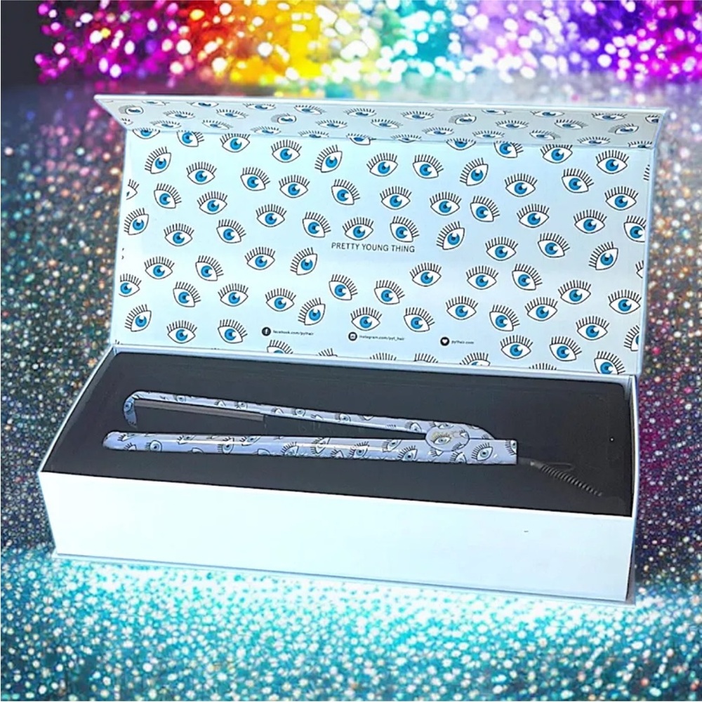 PYT Hair Professional Ceramic Flat Iron Styling Tool Blue Eye RV $300 NIB